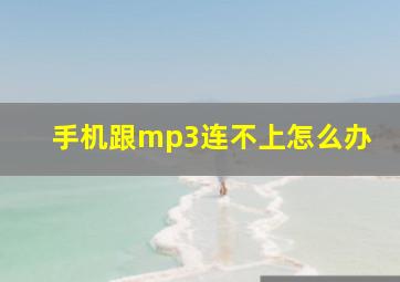 手机跟mp3连不上怎么办