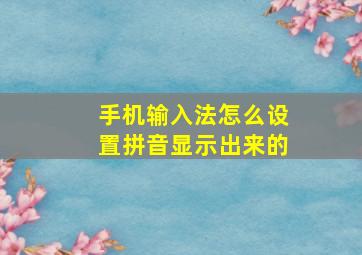 手机输入法怎么设置拼音显示出来的