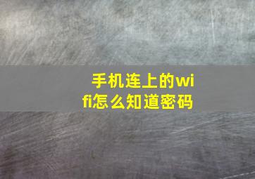 手机连上的wifi怎么知道密码