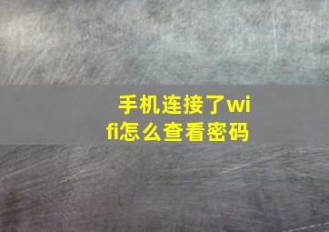 手机连接了wifi怎么查看密码