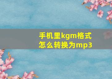 手机里kgm格式怎么转换为mp3