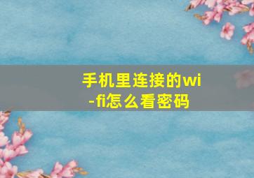 手机里连接的wi-fi怎么看密码