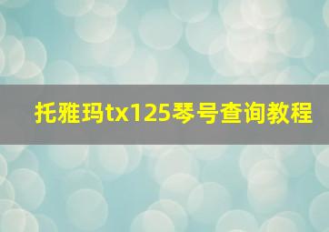 托雅玛tx125琴号查询教程