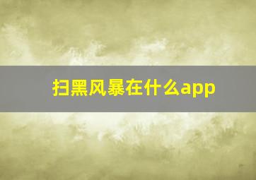 扫黑风暴在什么app