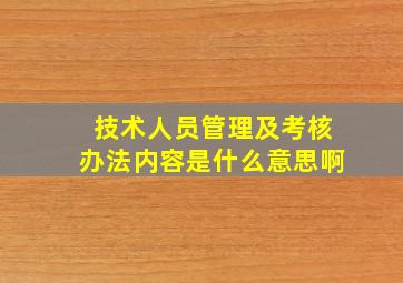 技术人员管理及考核办法内容是什么意思啊