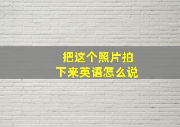 把这个照片拍下来英语怎么说