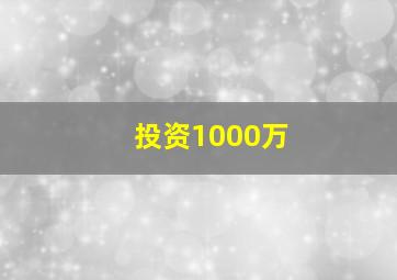 投资1000万