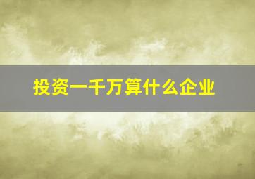 投资一千万算什么企业