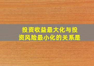 投资收益最大化与投资风险最小化的关系是