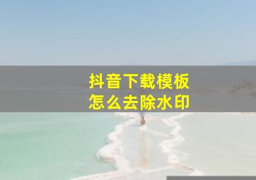 抖音下载模板怎么去除水印