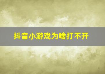 抖音小游戏为啥打不开