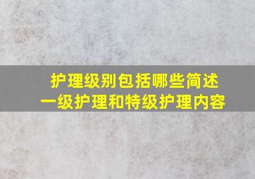 护理级别包括哪些简述一级护理和特级护理内容