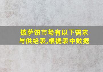 披萨饼市场有以下需求与供给表,根据表中数据