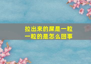 拉出来的屎是一粒一粒的是怎么回事