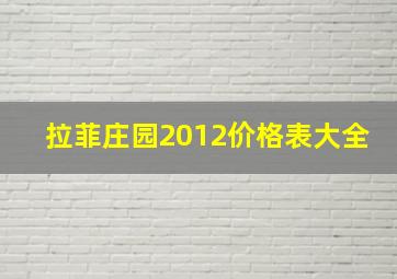 拉菲庄园2012价格表大全