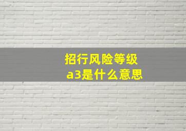 招行风险等级a3是什么意思