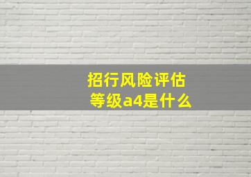 招行风险评估等级a4是什么