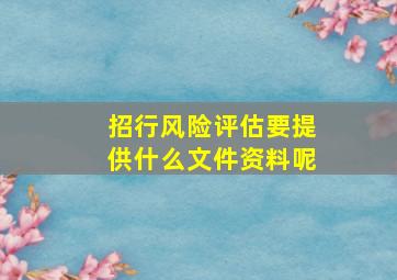 招行风险评估要提供什么文件资料呢