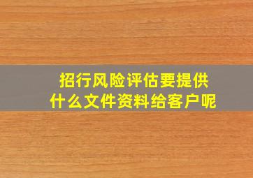 招行风险评估要提供什么文件资料给客户呢