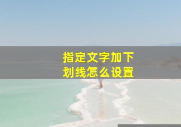 指定文字加下划线怎么设置