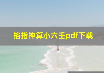 掐指神算小六壬pdf下载