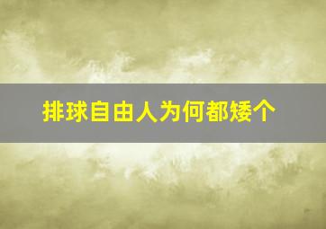 排球自由人为何都矮个