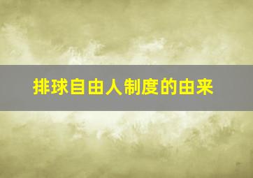 排球自由人制度的由来