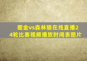 掘金vs森林狼在线直播24轮比赛视频播放时间表图片