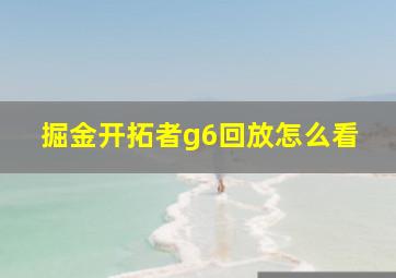 掘金开拓者g6回放怎么看