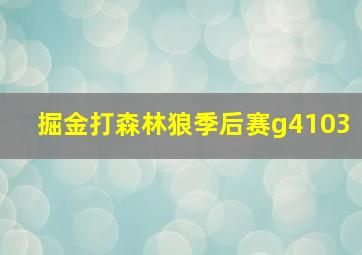 掘金打森林狼季后赛g4103