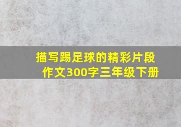 描写踢足球的精彩片段作文300字三年级下册