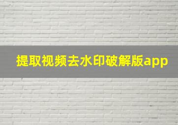 提取视频去水印破解版app