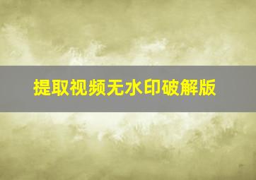 提取视频无水印破解版