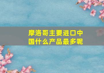 摩洛哥主要进口中国什么产品最多呢