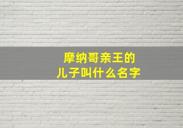 摩纳哥亲王的儿子叫什么名字