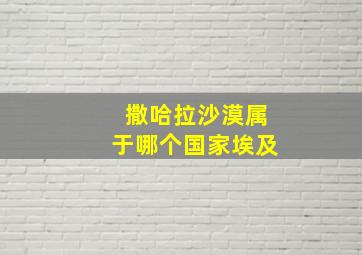 撒哈拉沙漠属于哪个国家埃及