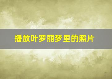 播放叶罗丽梦里的照片