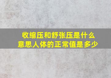 收缩压和舒张压是什么意思人体的正常值是多少