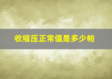 收缩压正常值是多少帕