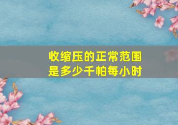 收缩压的正常范围是多少千帕每小时