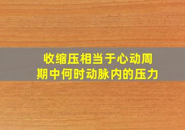 收缩压相当于心动周期中何时动脉内的压力