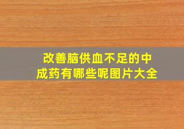 改善脑供血不足的中成药有哪些呢图片大全