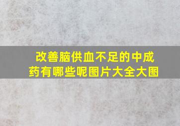 改善脑供血不足的中成药有哪些呢图片大全大图