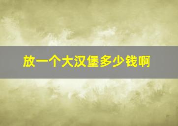 放一个大汉堡多少钱啊