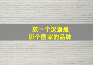 放一个汉堡是哪个国家的品牌