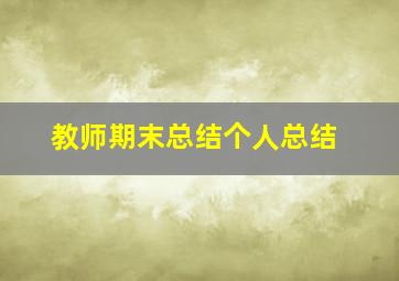 教师期末总结个人总结