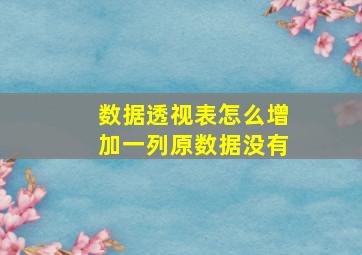 数据透视表怎么增加一列原数据没有