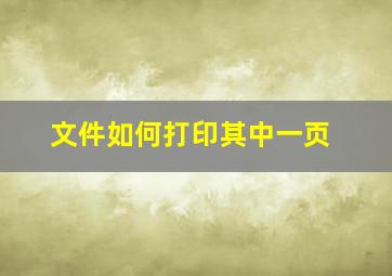 文件如何打印其中一页