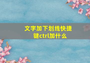 文字加下划线快捷键ctrl加什么