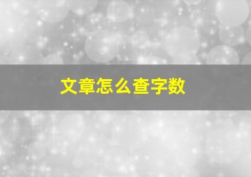 文章怎么查字数